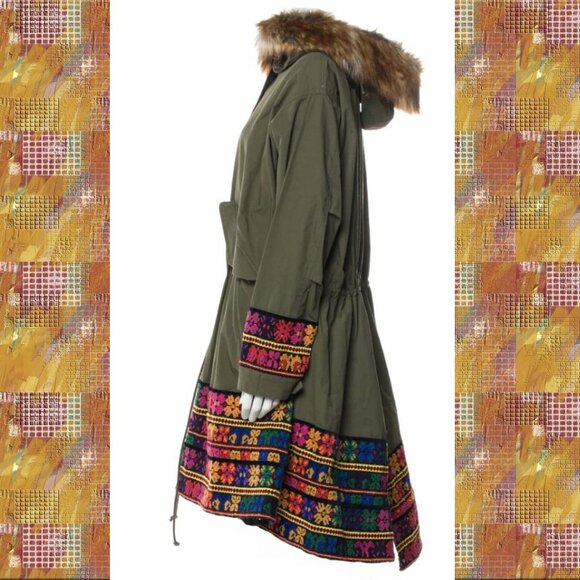 NEW! size L SACAI Green Embroidered Parka Coat - Picture 3 of 16